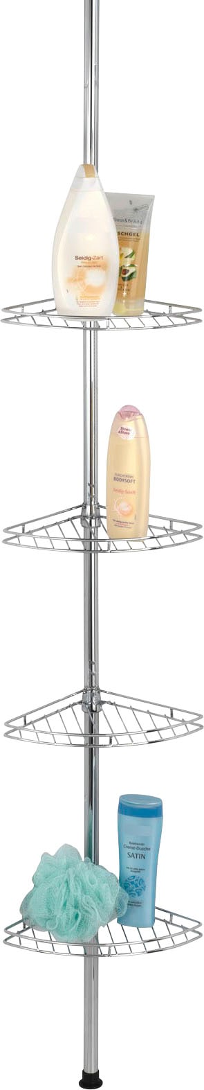 Teleskopregal WENKO "Prea", silber (glänzend), B:20cm T:28cm, Edelstahl, Regale, 4 Ablagen