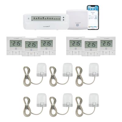 HOMEMATIC IP Smart-Home-Zubehör "Bundle aus AP, 1x Fussbodenaktor, 6x Stellantrieb, 6x Wandthermostat", weiß, B:28cm H:31cm T:40cm, Smart-Home-Stationen Image