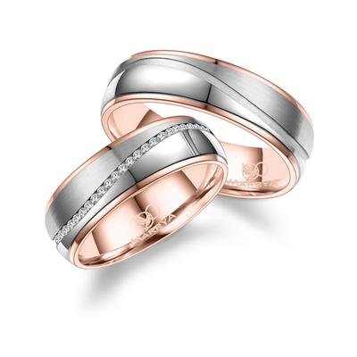 Verlobungsring MARRYA "Edelstahl Ringe Trauringe Eheringe Partnerringe" Gr. 56, rosa (herren ring, silber, rosé), Finger