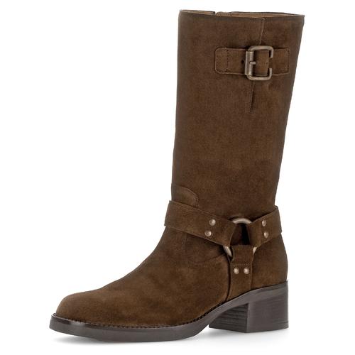 Stiefel GABOR Gr. 40, Normalschaft, braun (cognac) Damen Schuhe Blockabsatz, Bikerstiefel, Langschaftsiefel mit Best Fitting