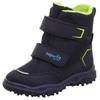 Winterstiefel SUPERFIT "HUSKY WMS: Mittel", Kinder, Gr. 29, bunt (dunkelblau, hellgrün), Textil, sportlich, Schuhe, Snowboots mit wärmendem Textilfutter, Größenschablone zum Download