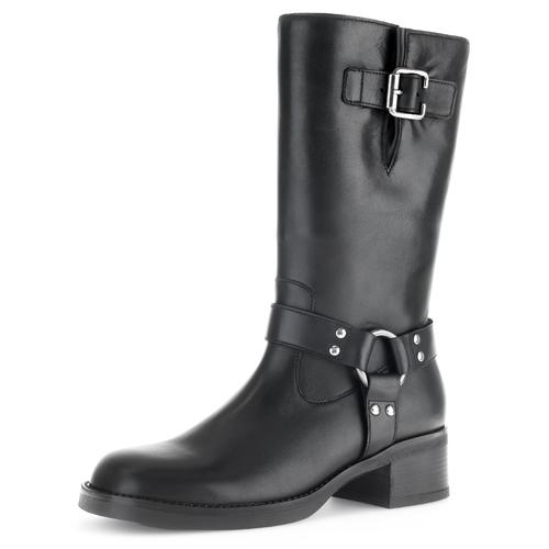 Stiefel GABOR Gr. 39, Normalschaft, schwarz Damen Schuhe Blockabsatz, Bikerstiefel, Langschaftsiefel mit Best Fitting