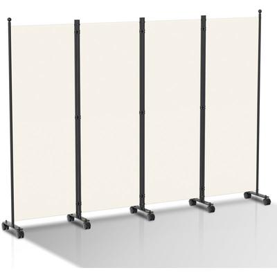 Paravent auf Rollen Outdoor Raumteiler Garten Spanische Wand Trennwand Raumtrenner 4 teilig Beige Image