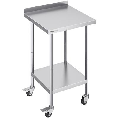 Vevor - Edelstahl-Arbeitstisch, kommerzieller Lebensmittelzubereitungs-Arbeitstisch mit Rollen, Image