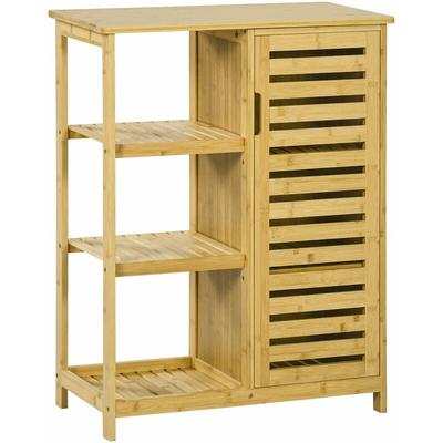 Kleankin - Badezimmerschrank Badschrank mit Schrankfach, 3 Offenen Ebenen, Toilettenschrank mit