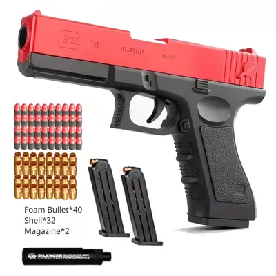 Shell Ejecting G17 Toy Gun Educational Toy Foam Soft Bullet Blaster for Kids Boys Adults Airsoft