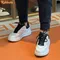 Mesh Leather Round Toe Shoes 2024 New Men Casual Sneakers Shoes Platform Lace Up Mid Shoes Spring