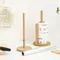 1pc Wood Paper Towel Holder Durable Anti-Skid Tissue Vertical Stand Rack Hook for Kitchens Bathrooms