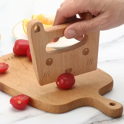Wooden Cutter Kids Cute Shape Knife Kitchen Tools Fruit Vegetable Cutter For Children Safe Kitchen Cutting Toy DIY Tools