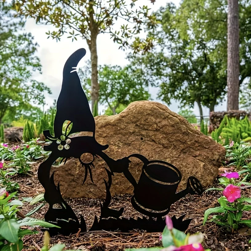 1pc Metall Handwerk Santa Insert Yard Gnom Silhouette Dekoration Rasen Gnom Pfähle Gnom Garten Dekoration großen Outdoor Metall Hof