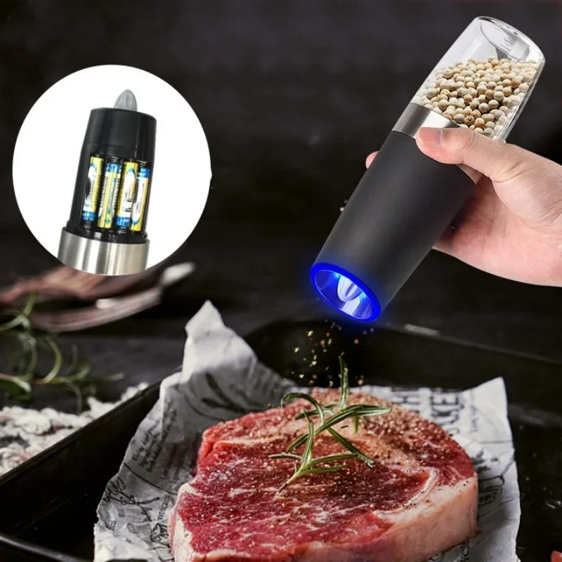 Schwerkraft LED Elektrische Gewürzmühle Elektrische Vollautomatische Mühle Einstellbare Dicke Grill Gewürz Werkzeug Pfeffermühle