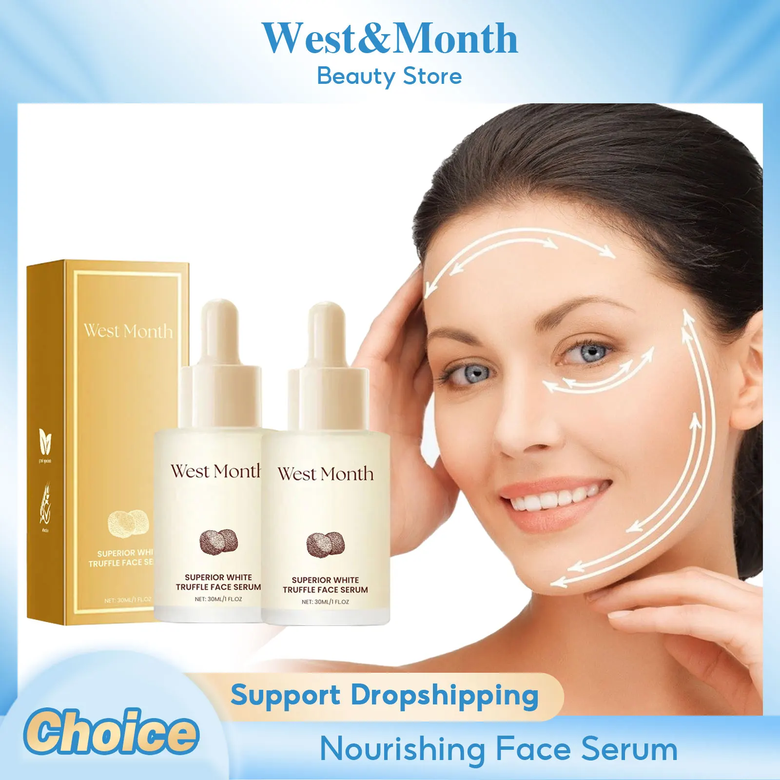 Weißes Trüffel-Gesichtsserum, verzögert die Alterung, reduziert Wr-Einkles, aufhellende Mattheit, verblasst feine Linien, tief feuchtigkeitsspendende, nährende Essenz Image