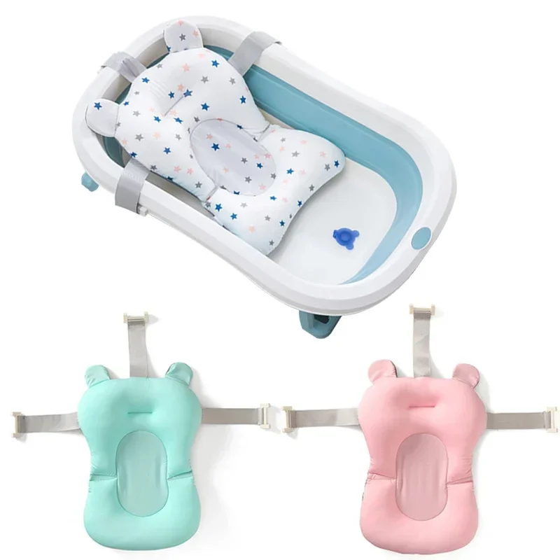 Neugeborenen Badewanne Kissen Infant Anti-Slip Weichen Komfort Körper Kissen Baby Bad Sitz Unterstützung Matte Faltbare Badewanne Pad & Stuhl Image