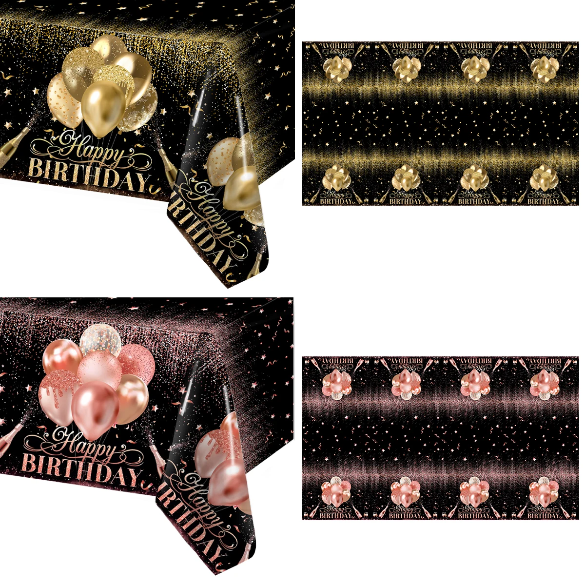 Schwarzgoldene Geburtstagstischdecke, 18, 30, 40, 50, Geburtstagstischdecke, Ballon-Party-Dekoration für Zuhause, Hintergrund, Hochzeit, Erwachsener, Jahrestag Image