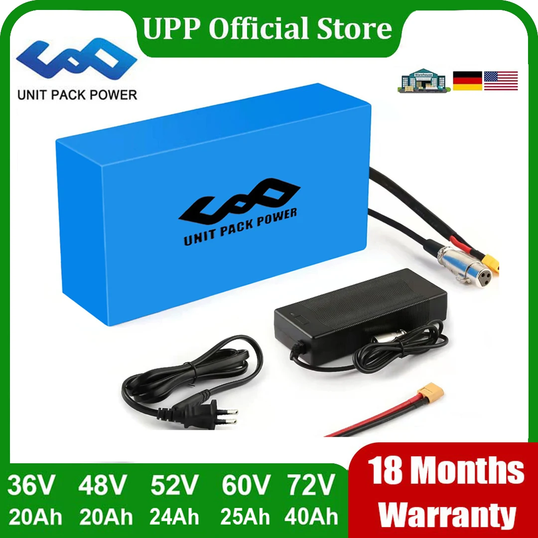 Ebike EScooter Batterie 52V 48V 20Ah 24Ah Elektrische Fahrrad Batterie Lithium Pack für 1500W 1000W 750W 500W 350W Motor Image