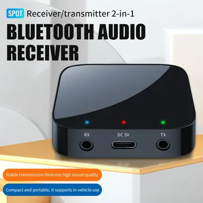 2 in 1 Bluetooth 5,3 Wireless Audio Sender und Empfänger 3,5mm Aux Audio Adapter Bluetooth Sender für TV Auto Kopfhörer