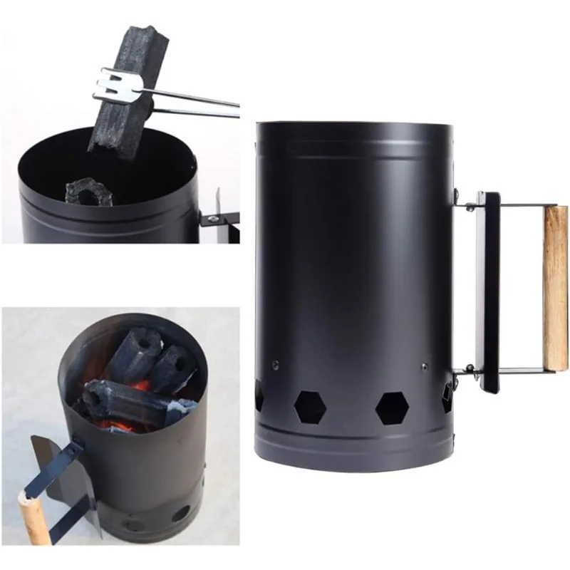 Grill Feuer Starter Edelstahl Grill Holzkohle Brenner Tragbare Griff Zündung Barrel Camping Picknick Kochen Herd Haube