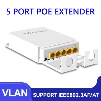 Für IP Kamera Wireless AP 5-Port Outdoor Wasserdicht PoE Extender 100/1000Mbps PoE Repeater IP55 VLAN 44-57V Netzwerk Switch