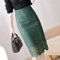 Moda estate gonna nera pizzo gonne di media lunghezza 2022 estate nuova vita alta gonna da donna con cerniera borsa blu scuro gonna Hip taglia L-4XL