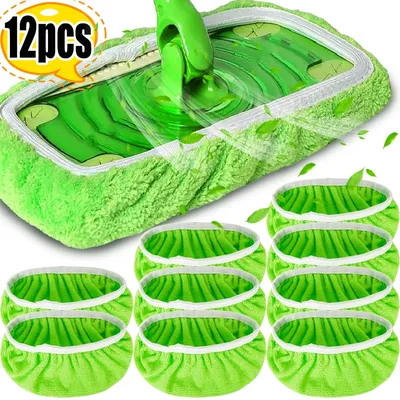 Nass & trocken wieder verwendbare Mikro faser Mop Pads grüne Möbel Bodenbelag Kehrmaschine Reinigungs tücher Mop Kopf Ersatz wasch bar Lappen Handtuch