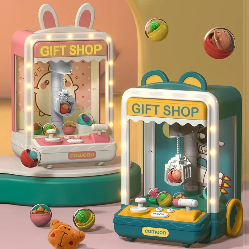 Cartoon Automatische Puppe Klaue Maschine Puppe Maschine Kinder Betrieben Spielen Spiel Clip Puppe Spielzeug Mini Klaue Fangen Spielzeug Kran Maschinen Geschenk Image
