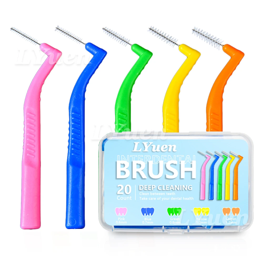 20 teile/schachtel L-förmige Kurze Interdentalbürste für Kieferorthopädische Zähne Sauber Zwischen Zähne Zahnspangen Reinigung Mini Pinsel Ultradünne Image