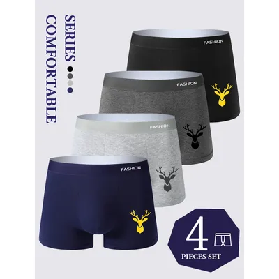 4-teilige Herren-Unterwäsche-Boxershorts, atmungsaktiver und bequemer cooler Slip, trendige Image