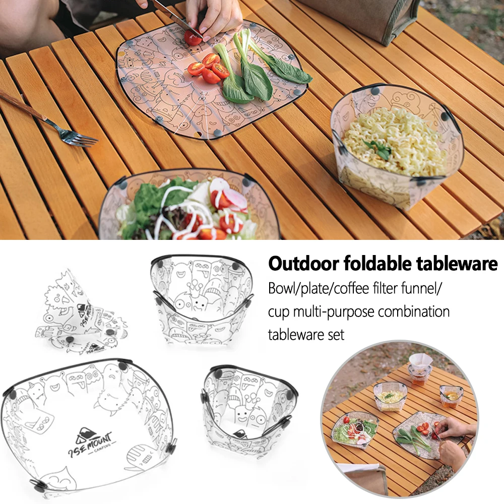 Camping Leichtes Klappservies Faltbare Schüssel Teller Kaffeefilter Trichter Tasse Mehrzweck zusammenklappbares Geschirr Image
