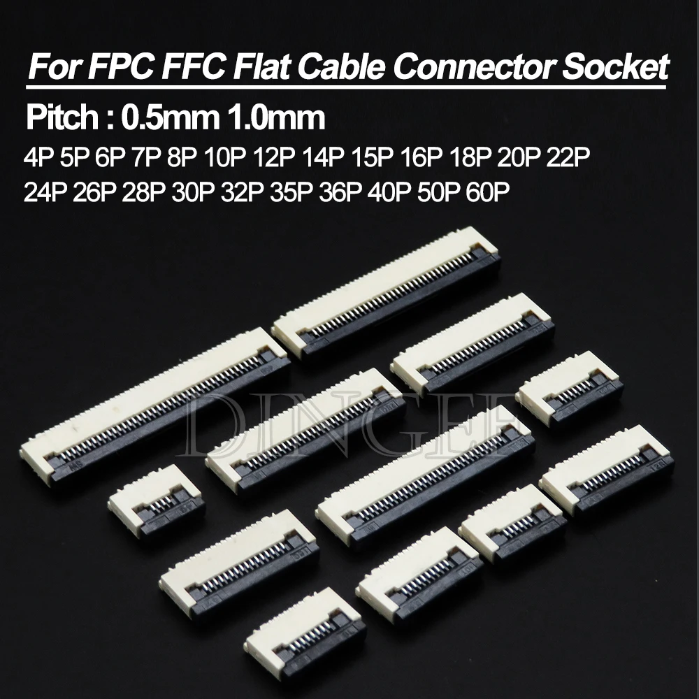 10 teile/los FPC FFC Für Flachkabel Stecker 0,5mm 1mm Pitch Unter Clamshell Buchse 4P 6P 8P 10P 12P 14P 16P 20P 22P 24P 30P 40P Image