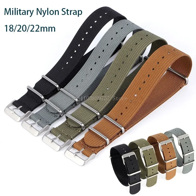 18/20/22 mm Militärbänder, geflochten, gerippt, Smartwatch-Bänder für Samsung Galaxy, Nylon-Armbänder aus gewebtem Stoff, Armband für Huawei Image