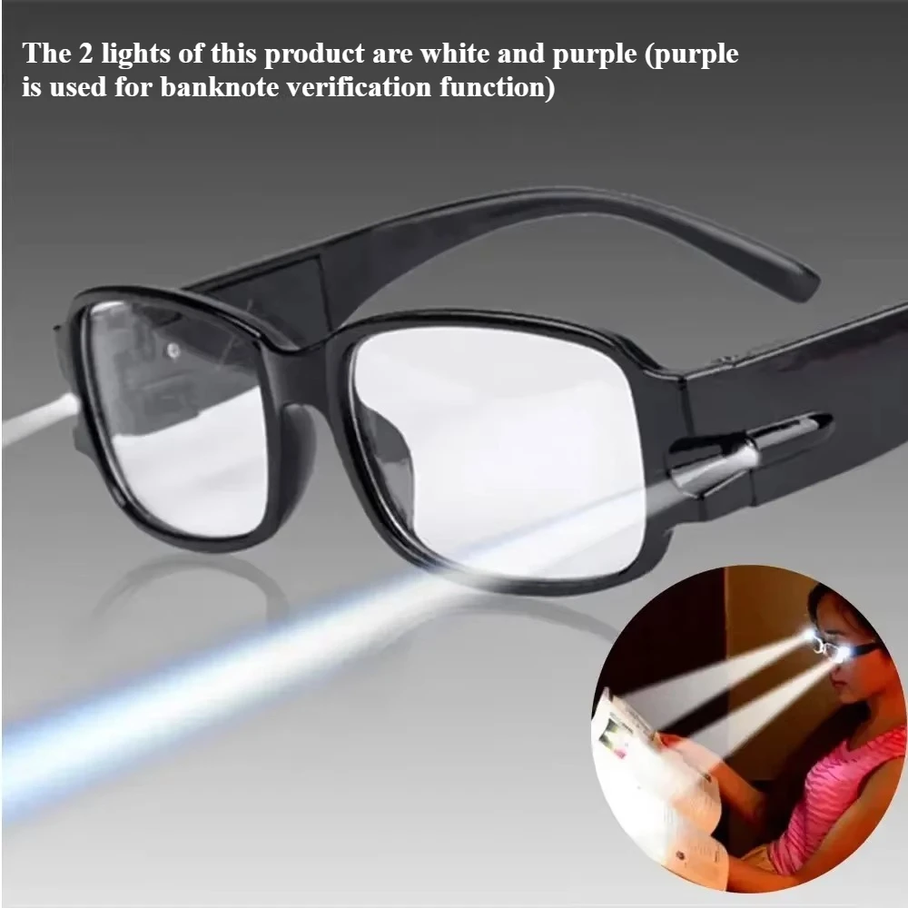 LED-Lesebrille Unisex Schwarz Presbyopie Brille HD Weitsichtigkeitsbrille Image