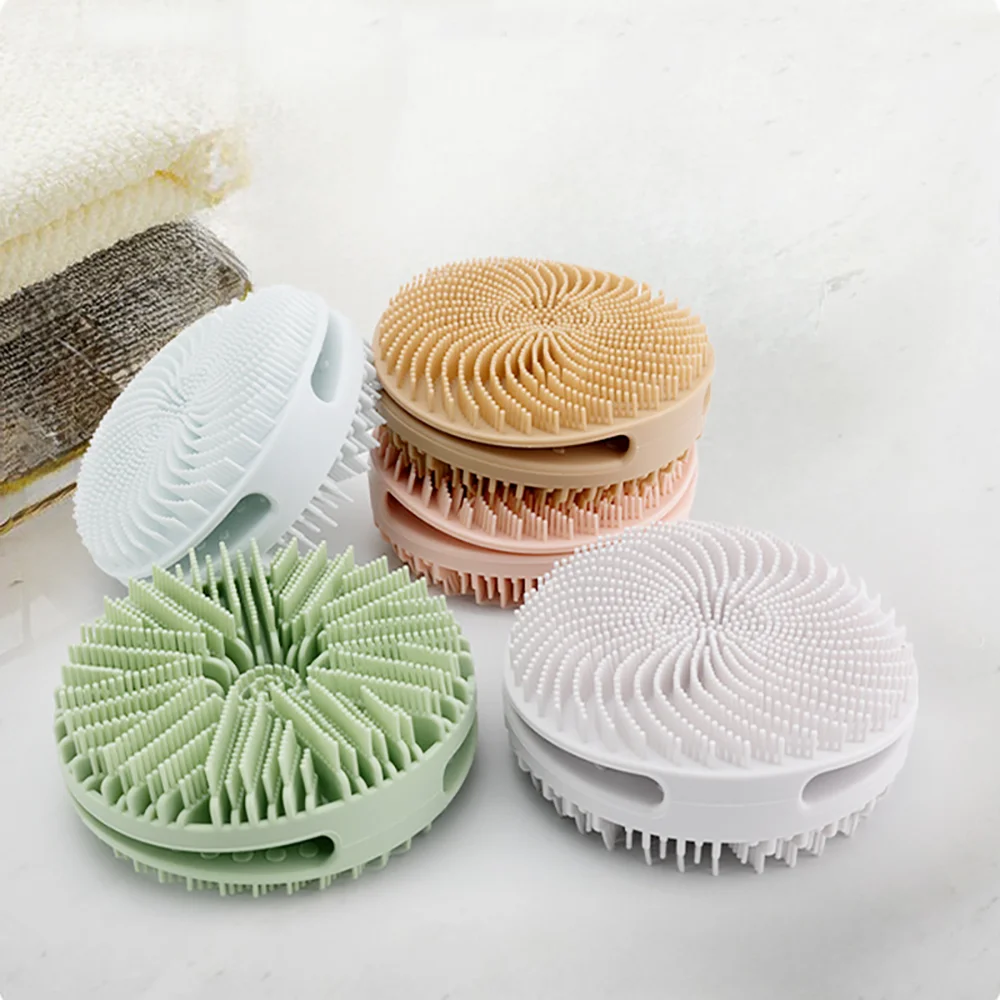 Beidseitiges Design 2-in-1-Silikon-Körperwäscher Körper puffer wäscher für empfindliche Haut Körper dusch wäscher Peeling bürste Image