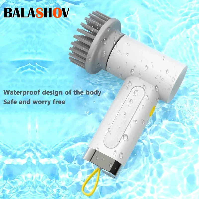 4-in-1 elektrische Reinigungsbürste, Küchenreinigungsbürste, USB wiederaufladbar, tragbarer elektrischer Drehwäscher, Haushaltsreinigungswerkzeug Image