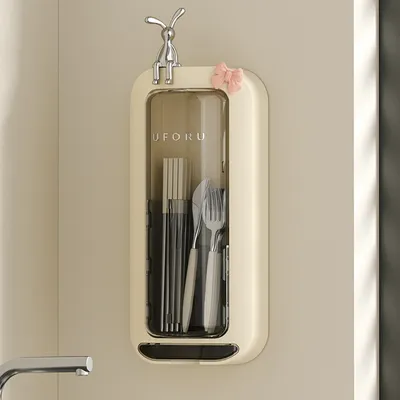 Uforu home kitchen nicht bohren der Essstäbchen halter, wand montierter multifunktion aler abtropf