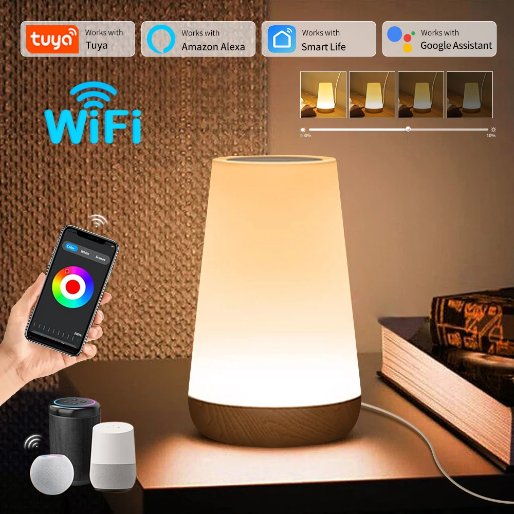 Tuya Wifi Nachtlicht führte Smart Touch Nachttisch lampe USB Lade tisch lampe Dimmen Nacht lampe Raum dekor Lampe Alexa Google Home
