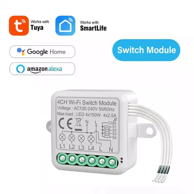 Tuya wifi smart switch modul elektrischer schalt schalter 1/2/3/4gang beleuchtungs schalter modul mobile app steuerung alexa Image
