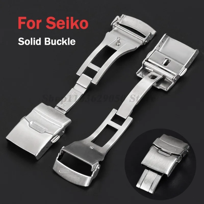 Edelstahl-Faltschließe für Seiko-Uhrenarmband, 18 mm, 20 mm, 22 mm, 24 mm Verschluss, doppelte Druckknopfschnallen, Uhrenarmband-Zubehör Image