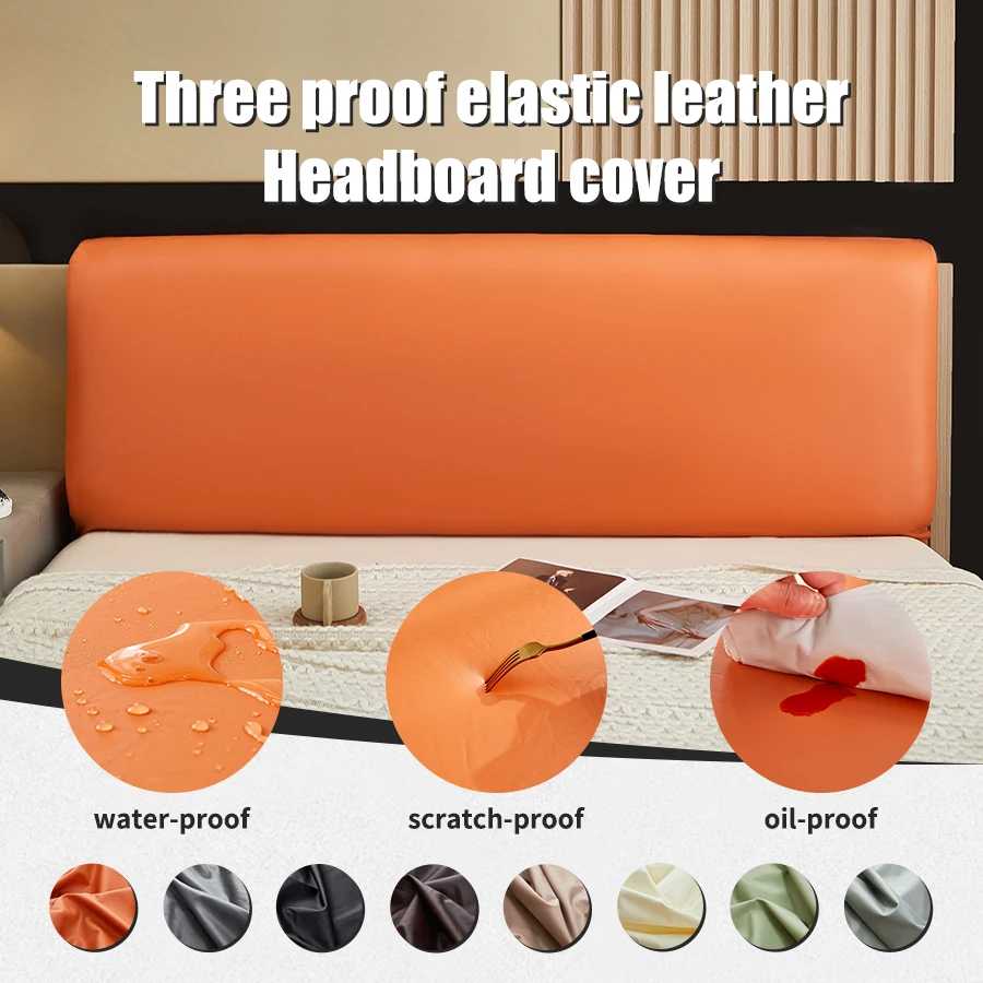 1-teilige Kopfteilabdeckung aus Leder, dreifacher Schutz für das Kopfteil, wasserdicht, kratzfest, ölbeständig, Kopfteilabdeckung für Schlafzimmer Image