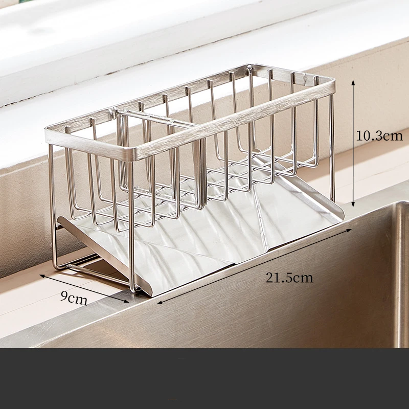 304 Edelstahl Haushalt Multifunktionale Entwässerung Lagerung Rack Küche Waschbecken Hand Seife Stahl Draht Ball Tuch Lagerung Korb