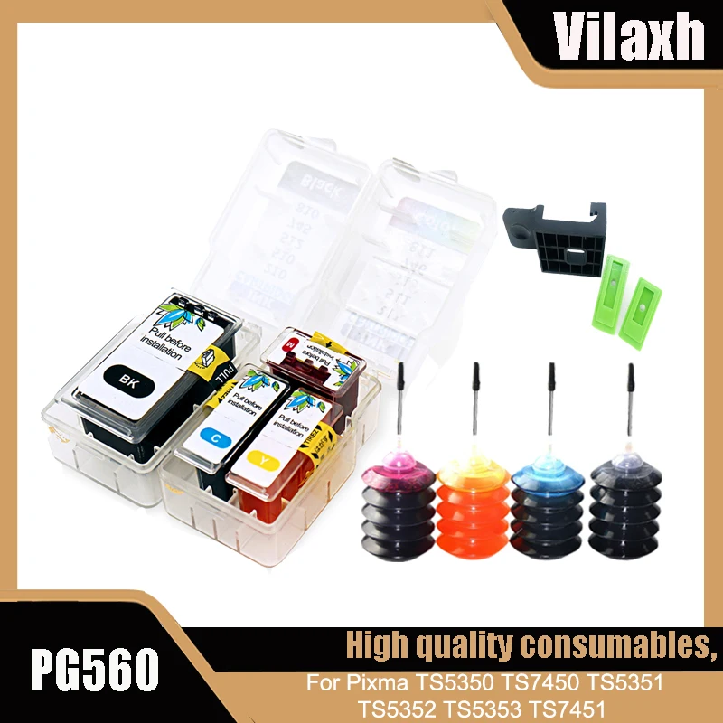 Nachfüllbare pg560 cl561 560xl 561xl für canon PG-560 CL-561 tinten patrone für canon pixma ts5350 ts7450 ts5351 ts5352 ts5353 Image