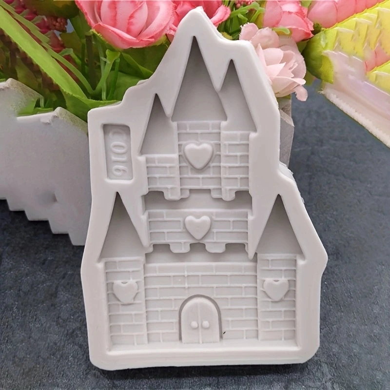 1pc-Castle Schokoladen form-Cartoon Gebäude Süßigkeiten form für DIY Kuchen Dekorieren und Backen-Silikon form für die Keks herstellung Image