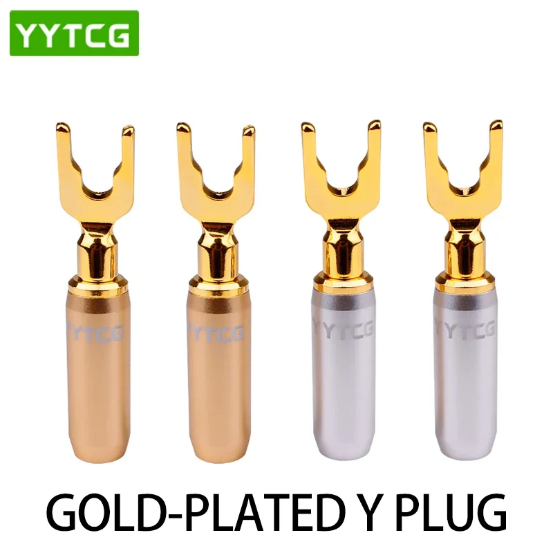 Yytcg 4 teile/los y/u Typ reine Kupfer Lautsprecher Stecker 24k vergoldet Lautsprecher Kabel Stecker Bananen stecker Image