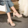 Damen High Heels Pumps Mary Janes Schuhe schwarz nackt rosa rot Frauen Absatz Party Büro Hochzeits schuhe Größe 48