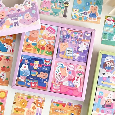 100-teiliges, nicht repetitives Guka-Aufkleber-Set, Sternenhimmel, Handbuch-Aufkleber für kleine Mädchen, niedliche DIY-Aufkleber, Geschenkbox Image