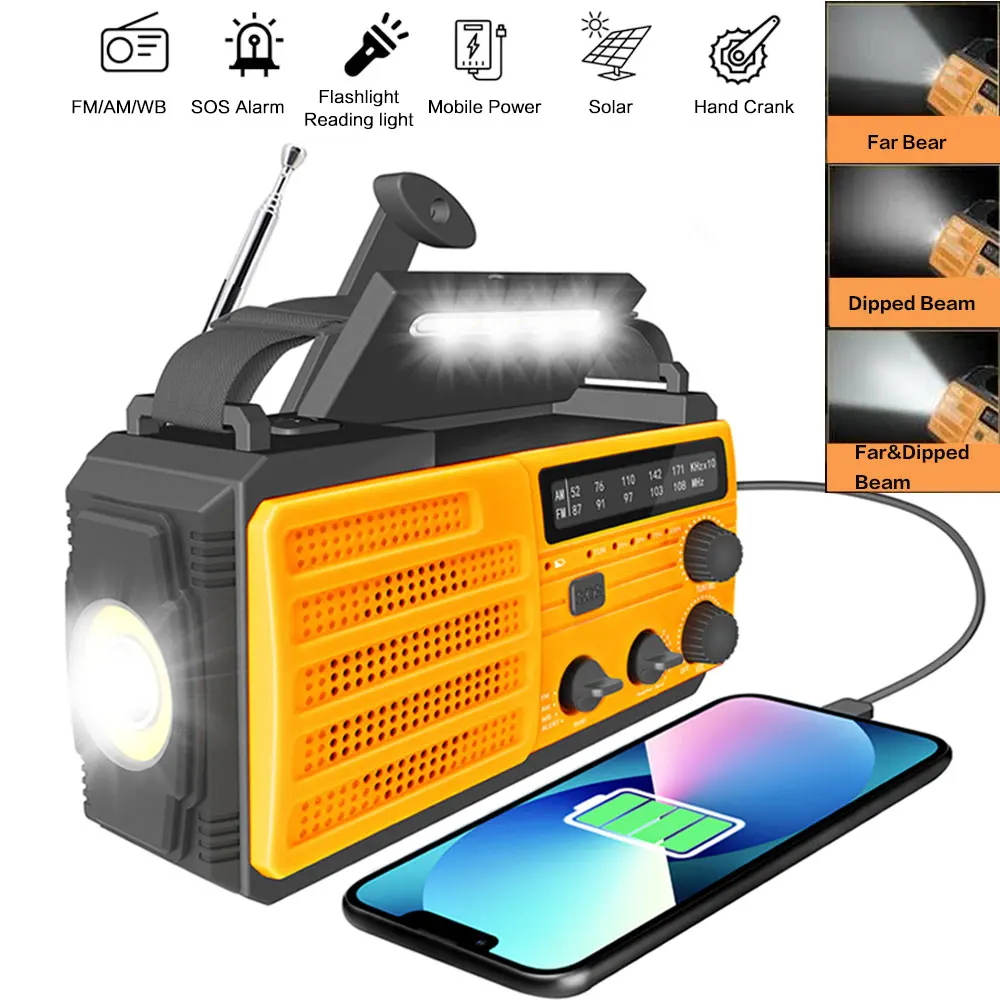 Katastrophen schutz Notfall Handkurbel wiederauf ladbare Taschenlampe Radio Solar multifunktion ale LED Lese lampe Radio Image