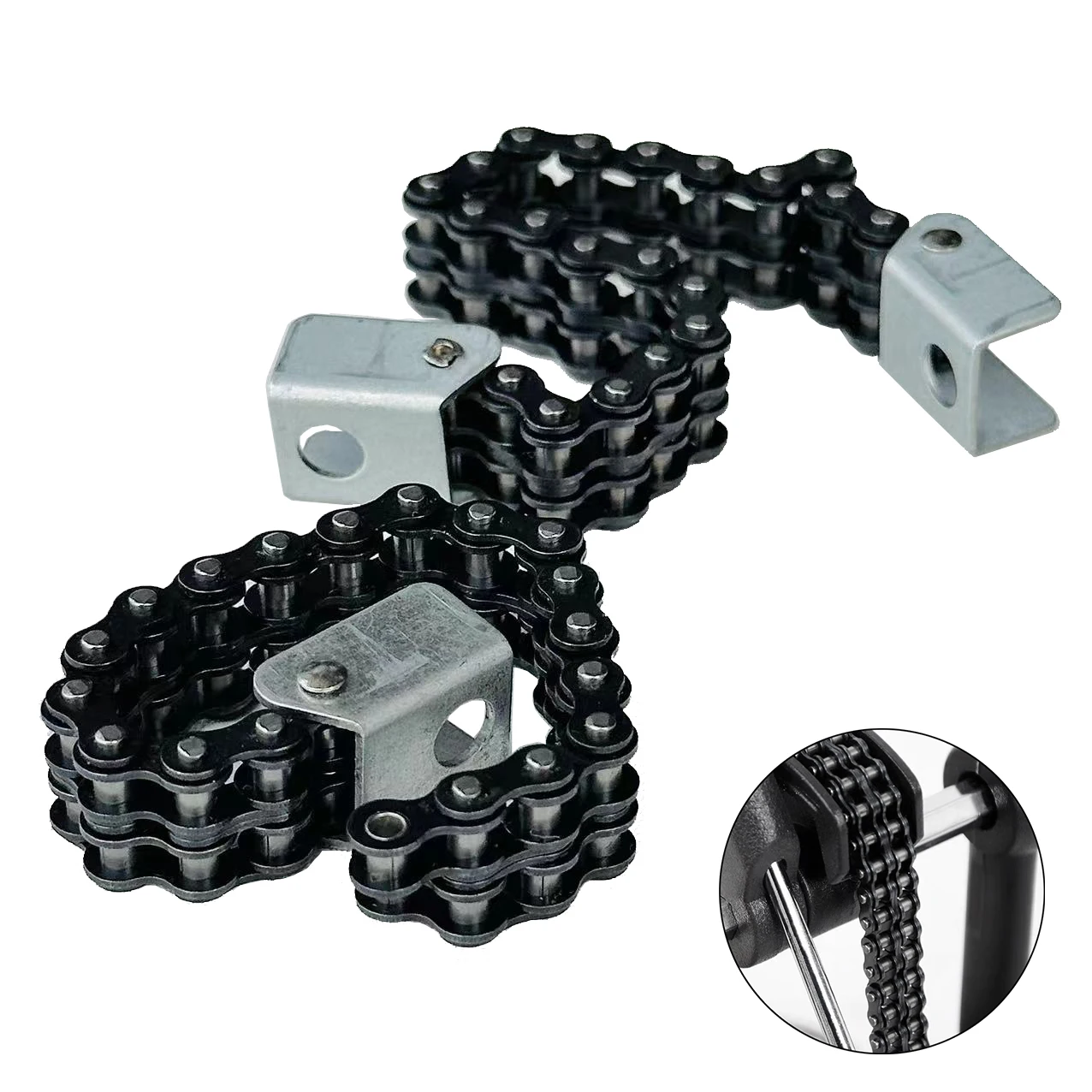 Bass Drum Fußpedalkette – Einzel-/Doppelkettenantrieb – Montage von Percussion-Instrumententeilen und Zubehör (Metall, Schwarz) Image