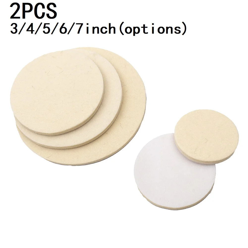 2pc Polieren Pads Feine Wollfilz Rad Für Automotive Glas Möbel Geschirr Marmor Power Werkzeug Teile 75/100/125/150/175mm Image