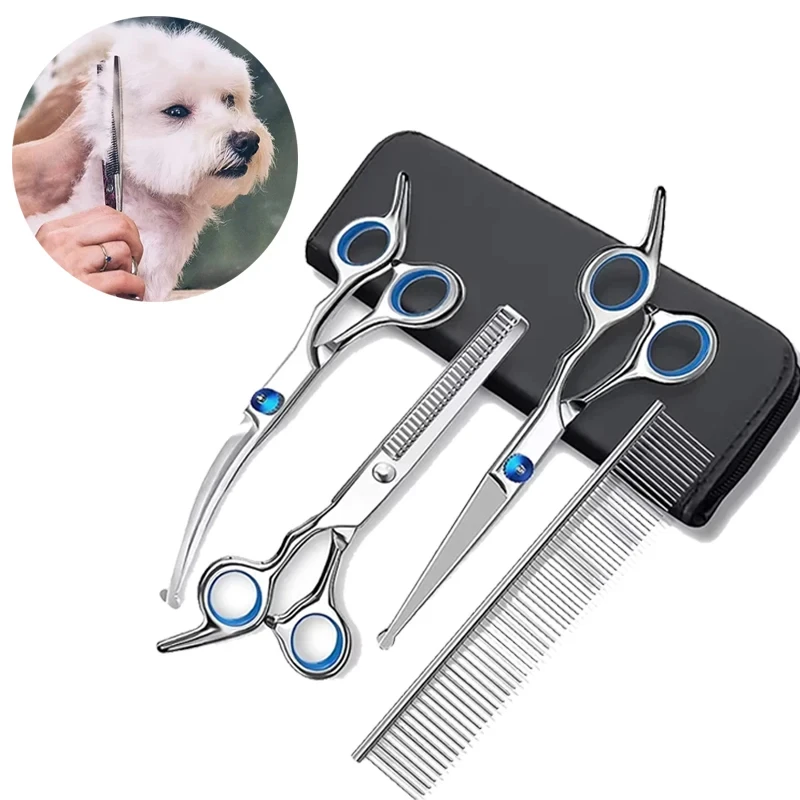 Sichere Fellschere für Haustiere – Professionelle Hunde- und Katzenhaarschere aus Edelstahl. Haustierschere. Tragbare Fellschere se Image