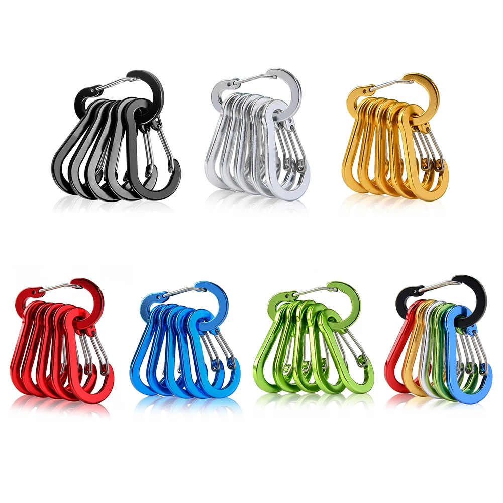 6 Stück Outdoor Karabiner Schlüssel bund d Form Mini Karabiner Schnallen haken multifunktion ale Wander rucksack Werkzeuge Image