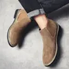 Neue Modetrends Herren Chelsea Stiefel Echtes Leder Stiefeletten Slip-on Mann Business Schuhe Rindsleder Stiefel Pelz Warme Winter stiefel